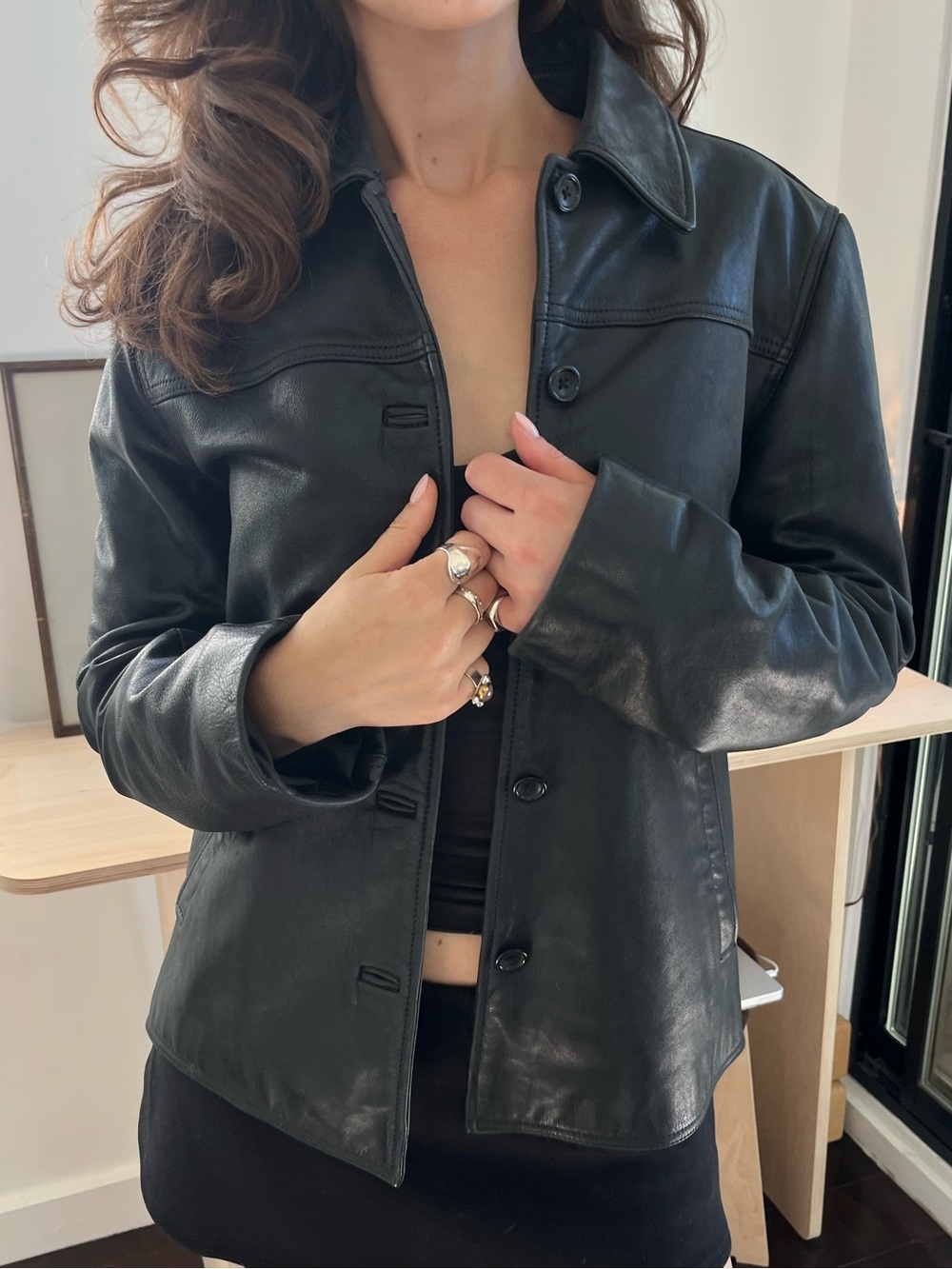 Vintage Classic Black 100% Leather Jacket
